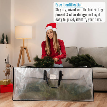 VENO 2 Pack Clear Christmas Tree Storage Bag - Fits 7.5 Ft Artificial Trees, Heavy Duty Large Bags with Zipper, Durable Handles, and Labeling Card Slot, Alternative to Storage Boxes with Lids (2 Pack)