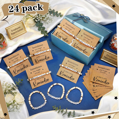 Huquary 24 Set Employee Appreciation Bracelets Team Gift Bulk Sometimes You Forget You Are Awesome Bracelets with Card Motivational Party Favor for Coworker Teacher Doctor Nurse Social Worker Gift