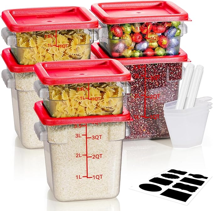 2QT4QT NSF Food Storage Containers: 6PCS Commercial Clear Food Storage