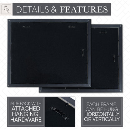 Camden Reed Mixed Gallery Wall Frame Set, (2) 16x20 Inch, (1) 11x14 Inch, and (2) 8x10 Inch, 9 Piece, Brass
