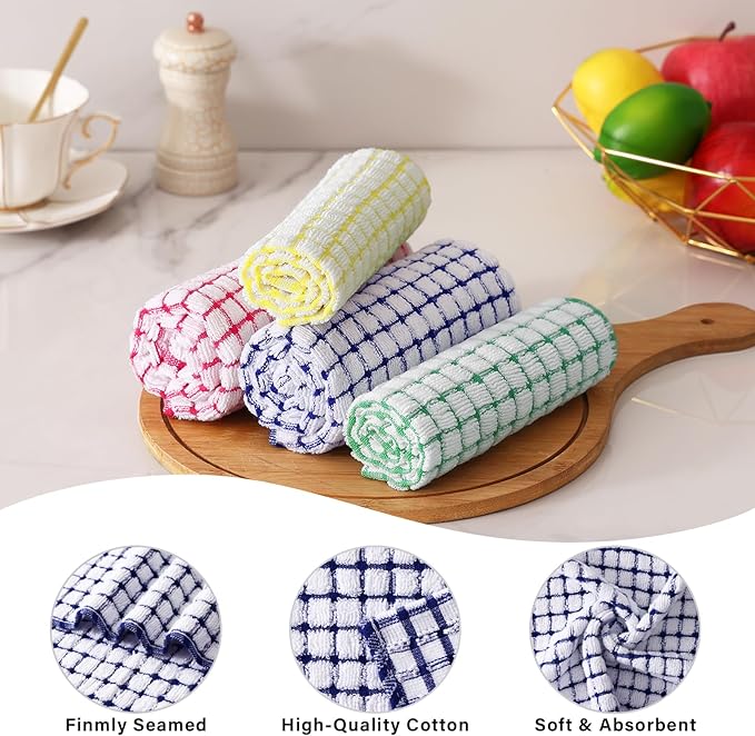 Homaxy Kitchen Towels and Dishcloths Set, 16 x 25 and 12 x 12 Inches, Super