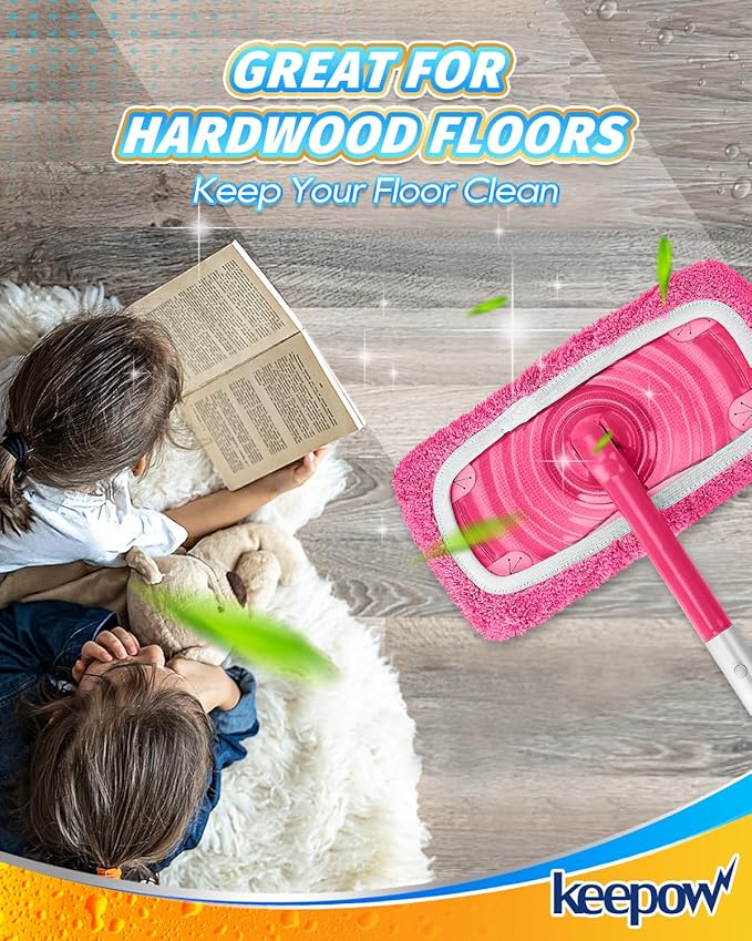 KEEPOW 4 Pack Reusable Mop Pads Compatible
