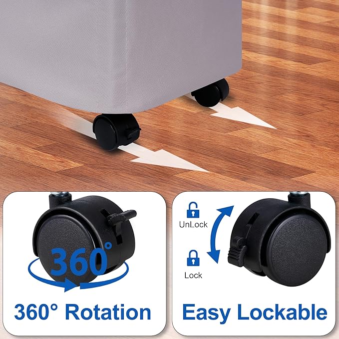 Slim Laundry Hamper with Lid and Wheels, Small Rolling Laundry Basket with
