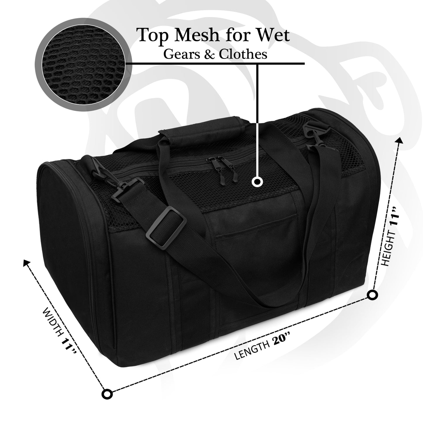 Beast Power Gear Gym Duffle Bag - Workout, Boxing, MMA, Sports Bag with Shoes Compartment and Adjustable Shoulder Strap for Men and Women (Black/White)