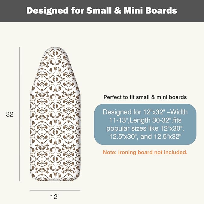 Small Ironing Board Cover and Pad 12"x32" Small Iron Board Cover
