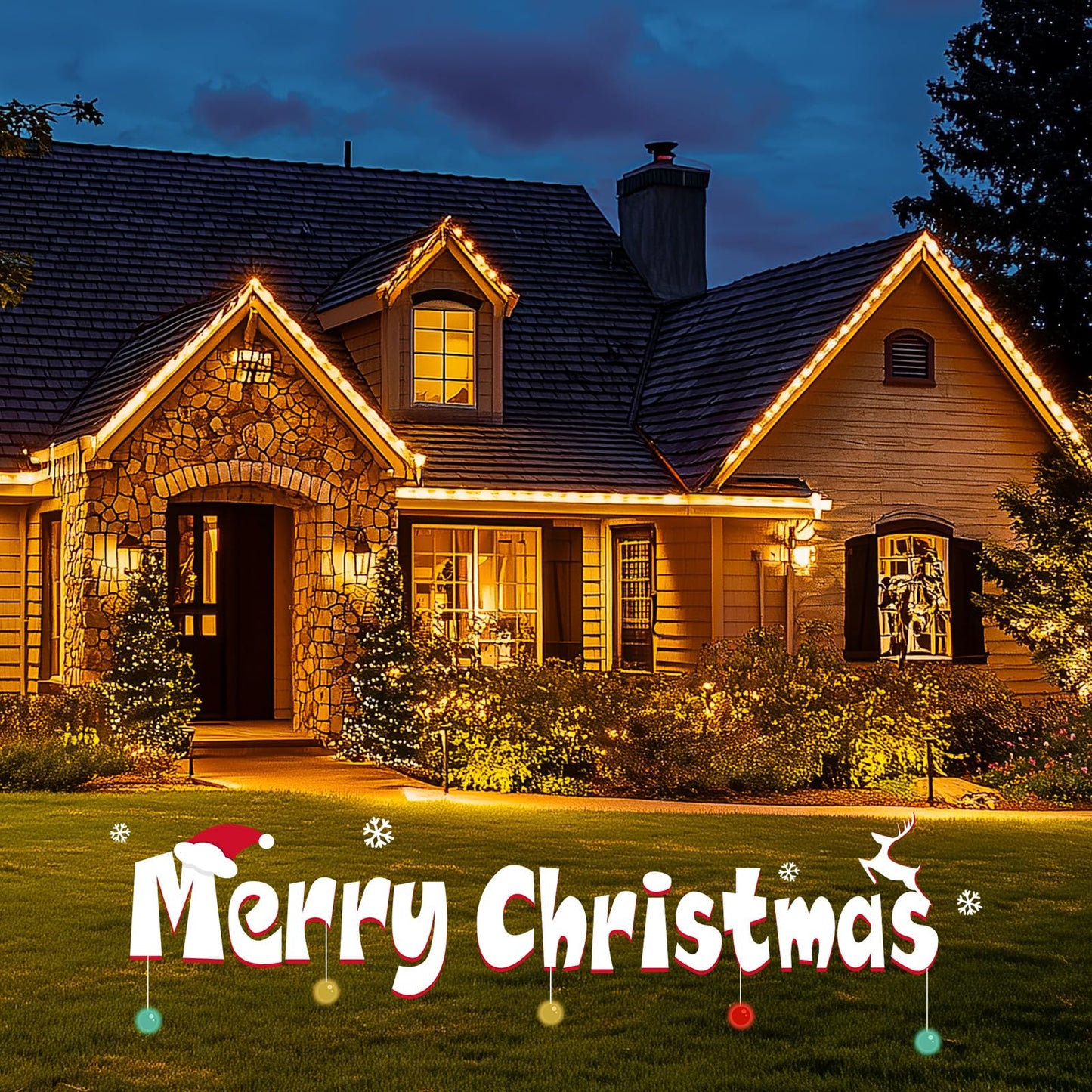 Minetom C9 Clear Christmas String Lights, 25FT 25 Blubs Bright & Warm Outdoor Christmas Lights, Long Life C9 String Lights for Tree Patio Gazebo Wreath, White Wire