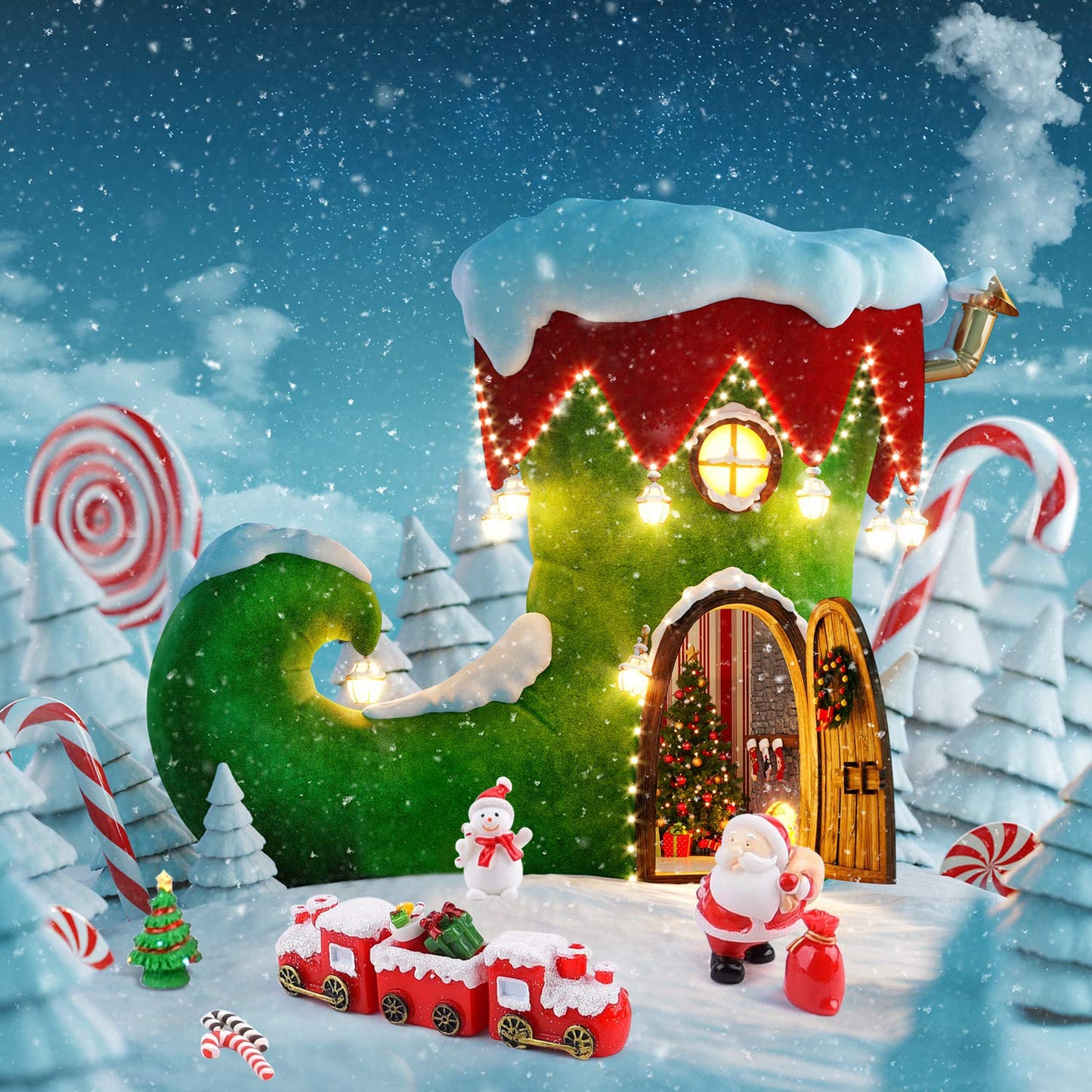 MIAHART 40pc Miniature Christmas Ornaments - Mini Resin Micro Landscape Ornaments with Trees, Santa, Snowman, Wreath, Bells for Christmas Party Supplies, Fairy Garden Accessories