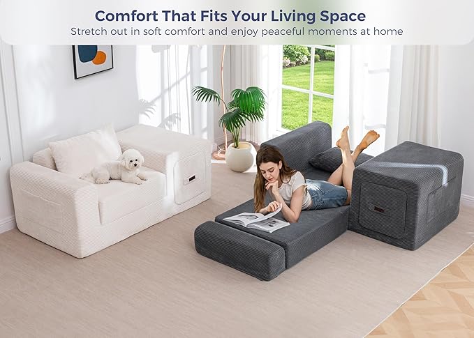 MAXYOYO Folding Sofa Couch, Convertible Floor Sofa