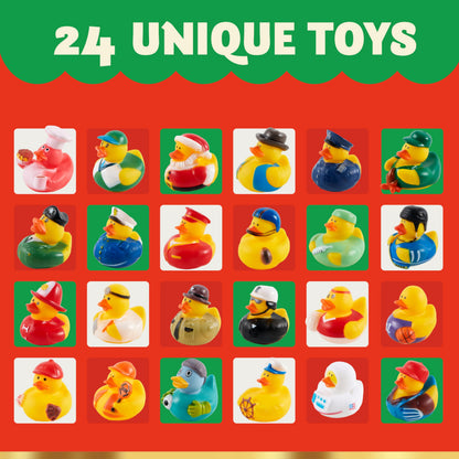 JOYIN 24 Days Christmas Advent Calendar 2025, Rubber Ducks for Boys Girls Kids and Toddlers, Party Favor Xmas Gifts, Halloween Rubber Ducky Bath Toys, Kids Xmas Fun Ducks, Christmas Countdown