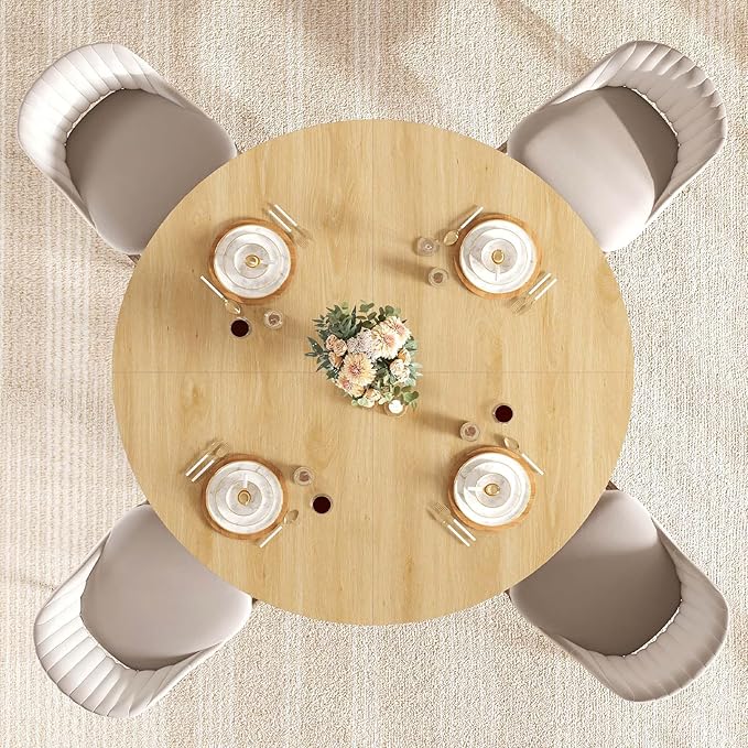 IBF Round Dining Table for 4-6 People, 47 Inches Dining Room Table