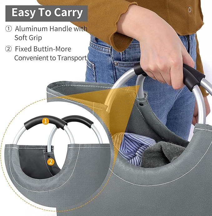 ZEROJETLAG 82L Large Laundry Basket Collapsible Hamper