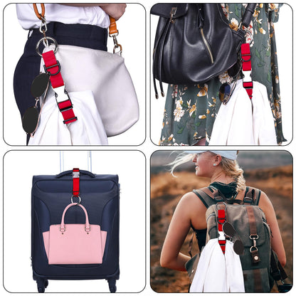 Wisdompro Jacket Gripper Strap, Add a Bag Luggage Straps Baggage Suitcase Belts Travel Accessories with Hook and D-Ring - Make Your Hands Free, Easy to Carry Your Extra Bags - Red