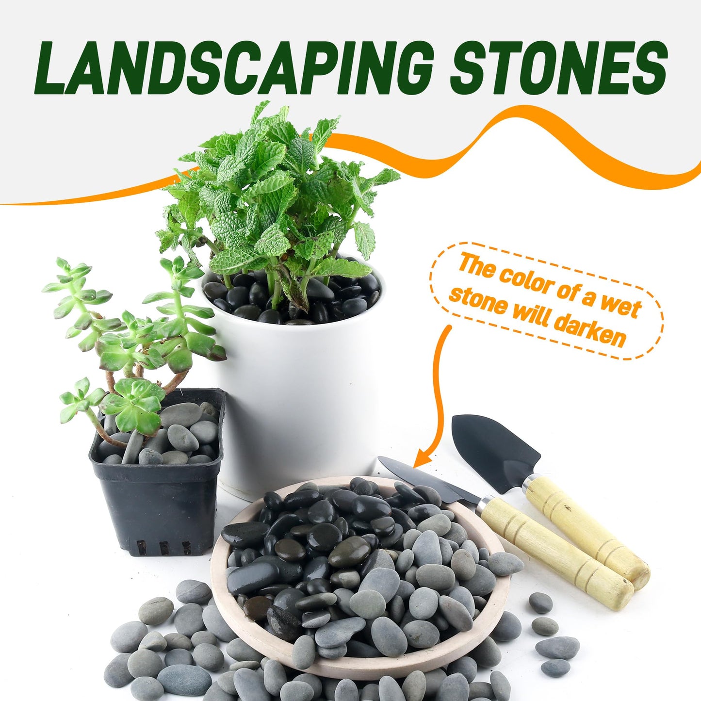 Quibbay 5 lbs Mexican Beach Pebbles, 0.4-1 Inch Natural River Rocks for Indoor Plants Vase Fish Tank Aquarium Fountain, Decorative Stone for Landscaping Garden Paving Walkways Backyard, Grey