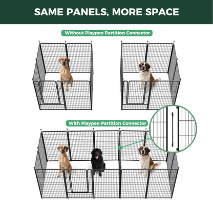 FXW Rollick Unleashed Dog Playpen for Indoor, Yard, RV Camping, 50 inch 16 Panels Dog Pen with Connectors (Pack of 2) for Large Dogs, Black│Patented