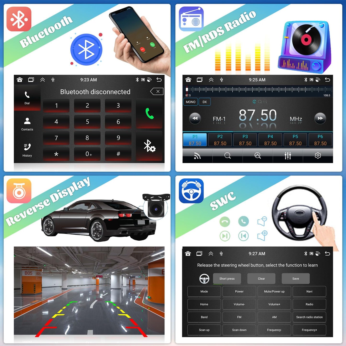 [8 Core 6G+128G] Android Radio for Toyota Yaris Vios 2007-2012 with Wireless Carplay Android Auto, 9 Inch IPS Touch Screen Car Stereo, Bluetooth 5.0, 32 EQ, GPS Navigation, 5GHz WiFi, 59UI, SWC