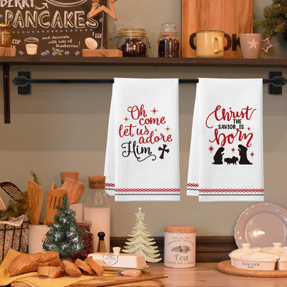 Christmas Christian Gifts for Women Men, Christmas Kitchen Bathroom Decorations, 2 Pack Bible Verse Scripture Kitchen Towels, Religious Hand Towels, for Christians Friends Coworkers