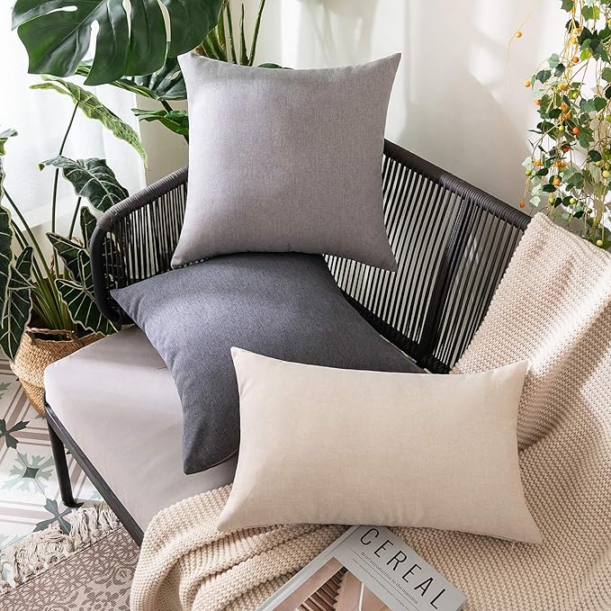 MIULEE Pack of 2 Decorative Outdoor Solid Waterproof Throw Pillow Covers Faux
