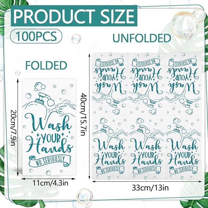 100 Pcs Disposable Hand Towels for Bathroom Paper Towels for Guests 3 Ply Wash