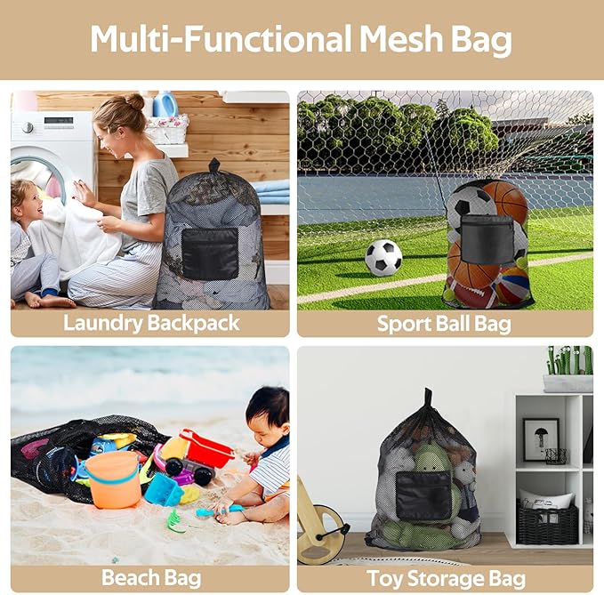OTraki Mesh Laundry Bags 36 x 28 Inch Extra Large Travel Laundry Bag Backpack