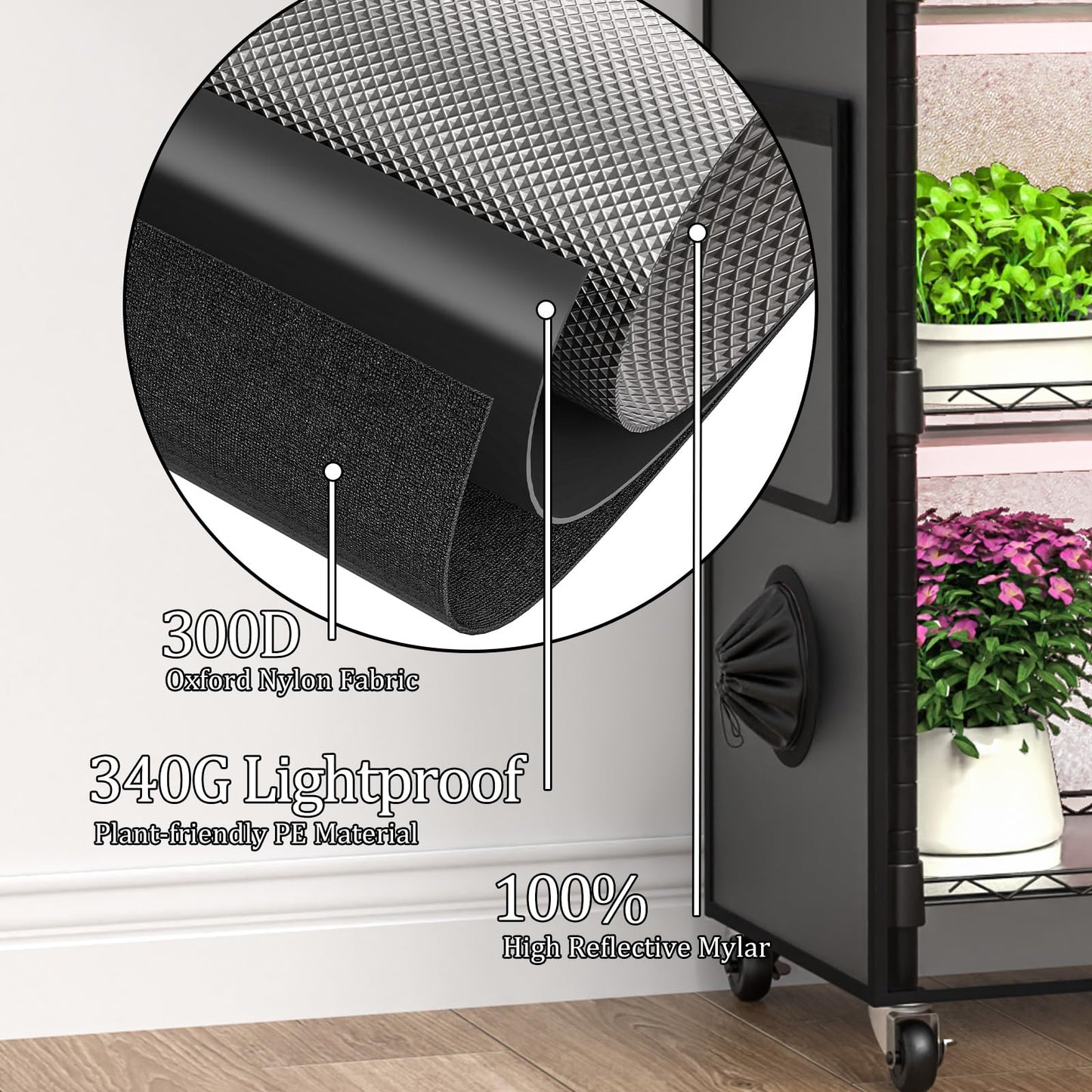 sagrynfp Indoor Greenhouse with Grow Light, 5 Tier 23.2" L×13.3" W×61.3" H Indoor Green House, with 96W Full Spectrum Growing Lamps，Metal Indoor Greenhouse for Seed Starting