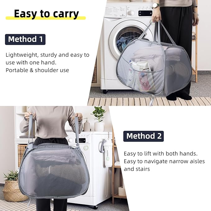 Collapsible Laundry Basket, 90L Foldable Pop Up Laundry Hamper