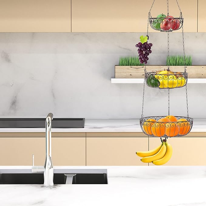 Simple Houseware 3-Tier Fruit Hanging Basket