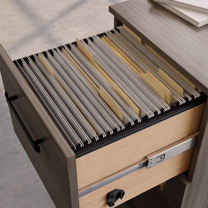 Sauder Office Works Affirm 72 X 24 Shell 2 Drawer Pedestal Ste Hudson Elm Finish