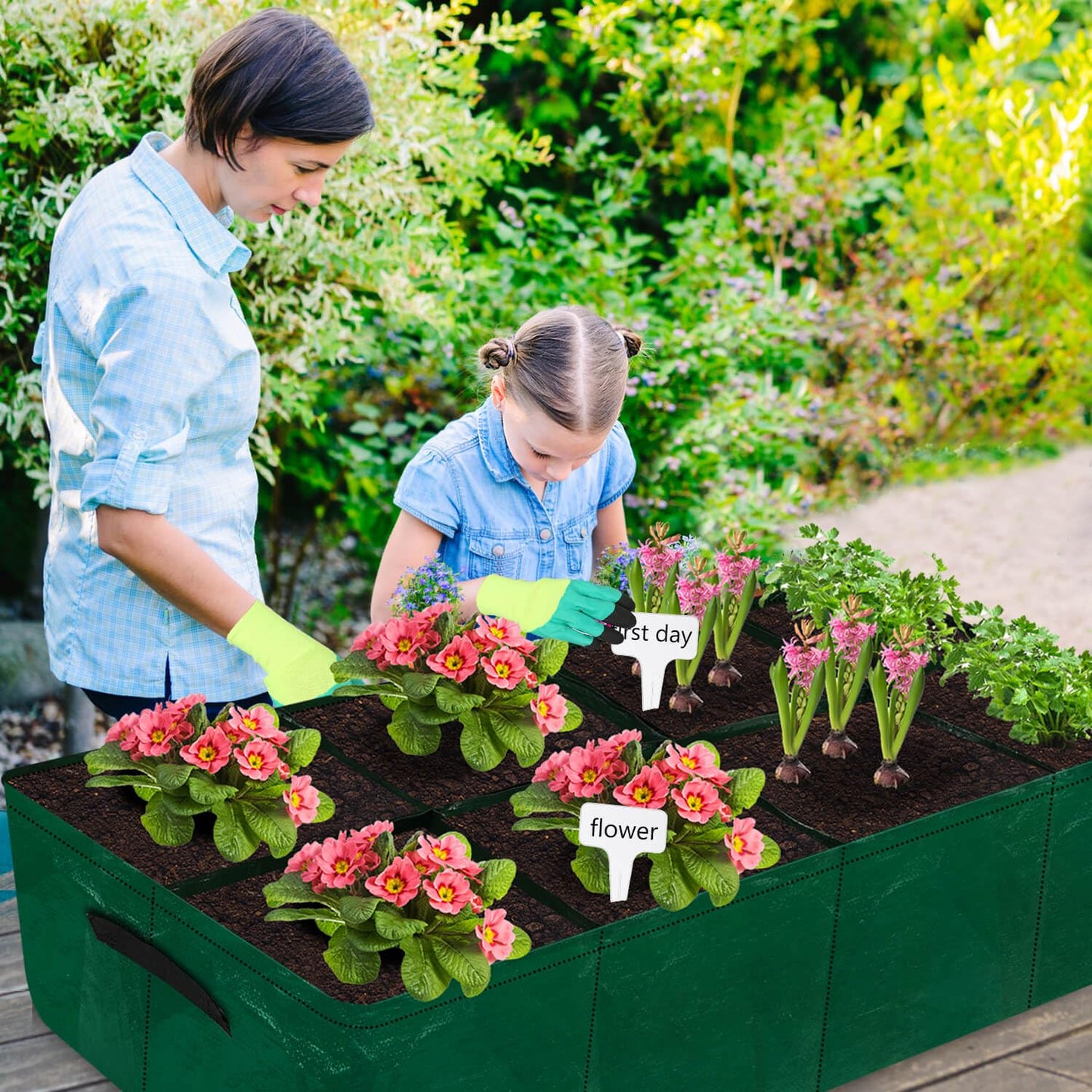 Caffox 2 Pack Fabric Raised Garden Bed, 4x2x0.8ft Plant Grow Bags for Flowers and Vegetables, 94 Gallon