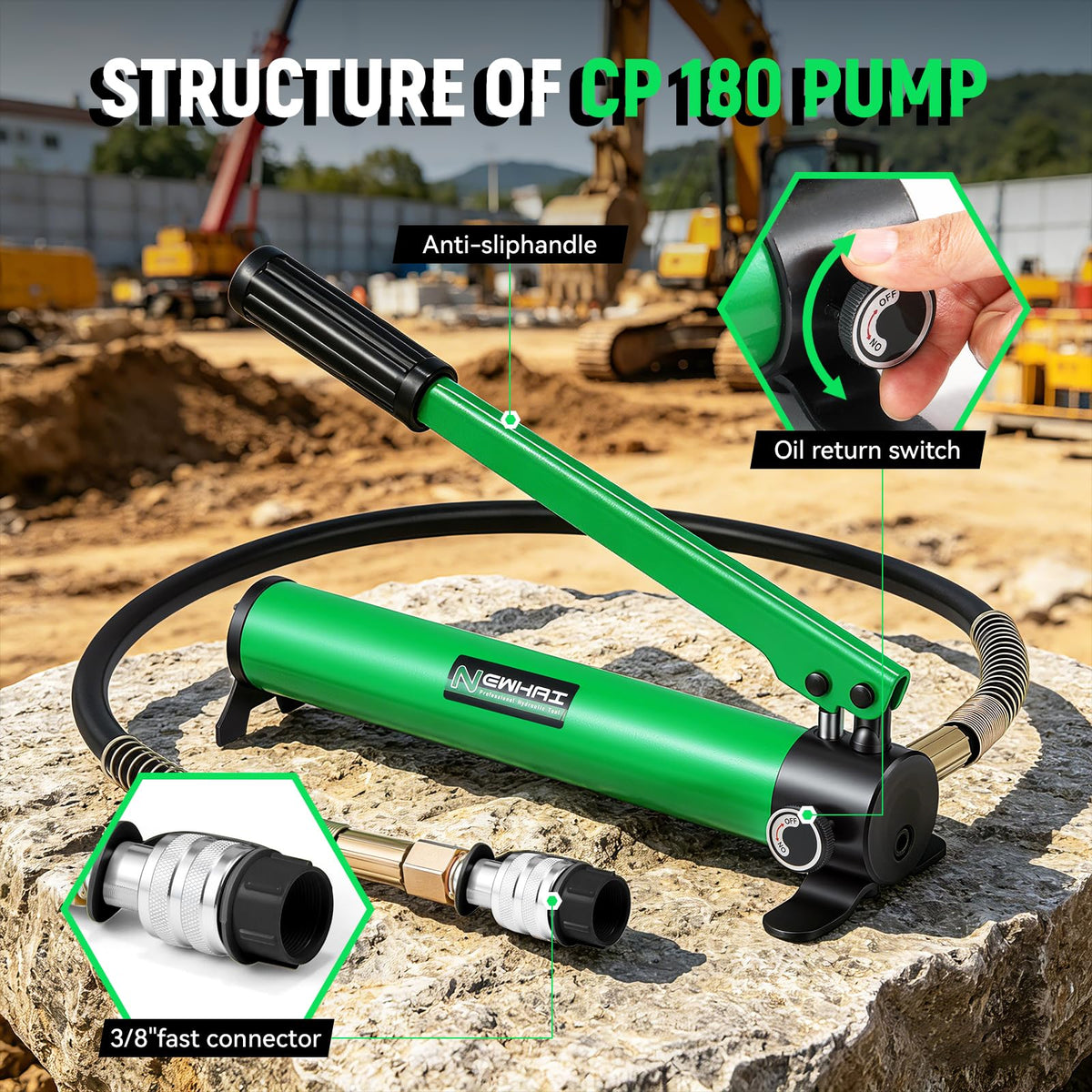 20 Ton Porta Power Ram Kit for Confined Spaces Mini Hydraulic Cylinder 0.47" Stroke with CP-180 Hand Pump Portable Hydraulic Jack for Precise Lifting in Tight Gaps Equipment Repair