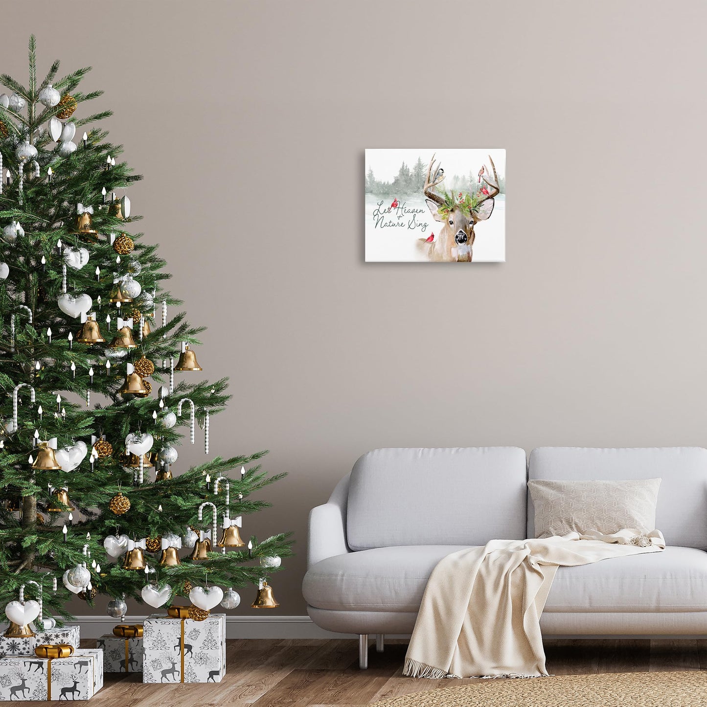 Stupell Industries Winter Reindeer Holiday, 16 x 20 Inch Canvas Wall Art