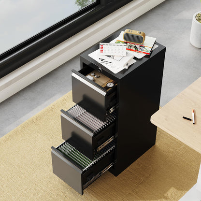 3-Drawer Locking Metal File Cabinet, Heavy-Duty Vertical Filing Cabinet with Anti-Tilt Security & Silent Slides, Fits Letter/Legal/A4/F4 Documents, Easy Assembly, Storage Organizer for Home Office