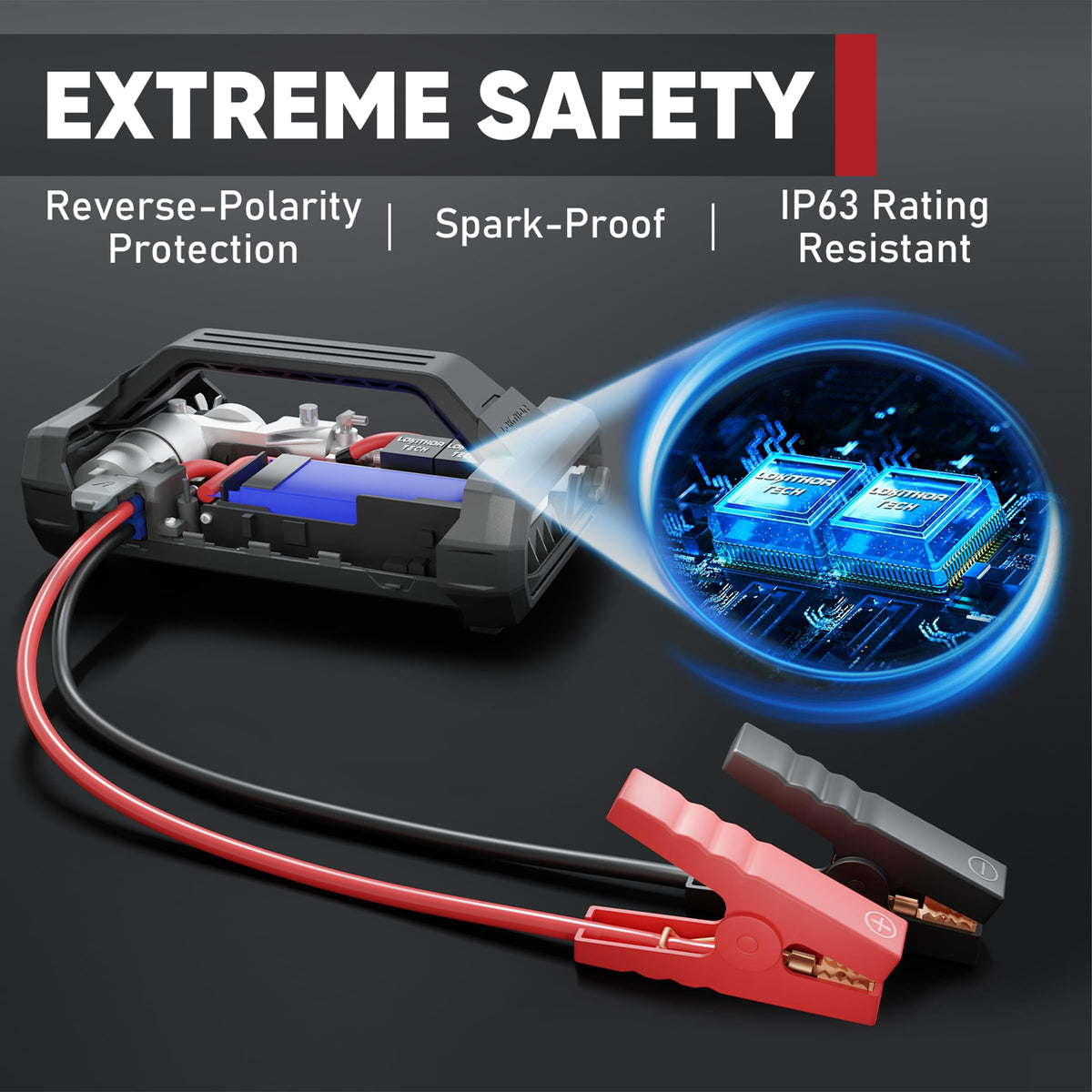 LOKITHOR JA401 3750A Jump Starter with Air Compressor, 60W Two-Way Fast Charing, 12V Lithium Battery Starter with 150PSI Auto-Shutoff Tire Inflator, Booster Pack for 10.0L Gas or 8.0L Diesel Engines