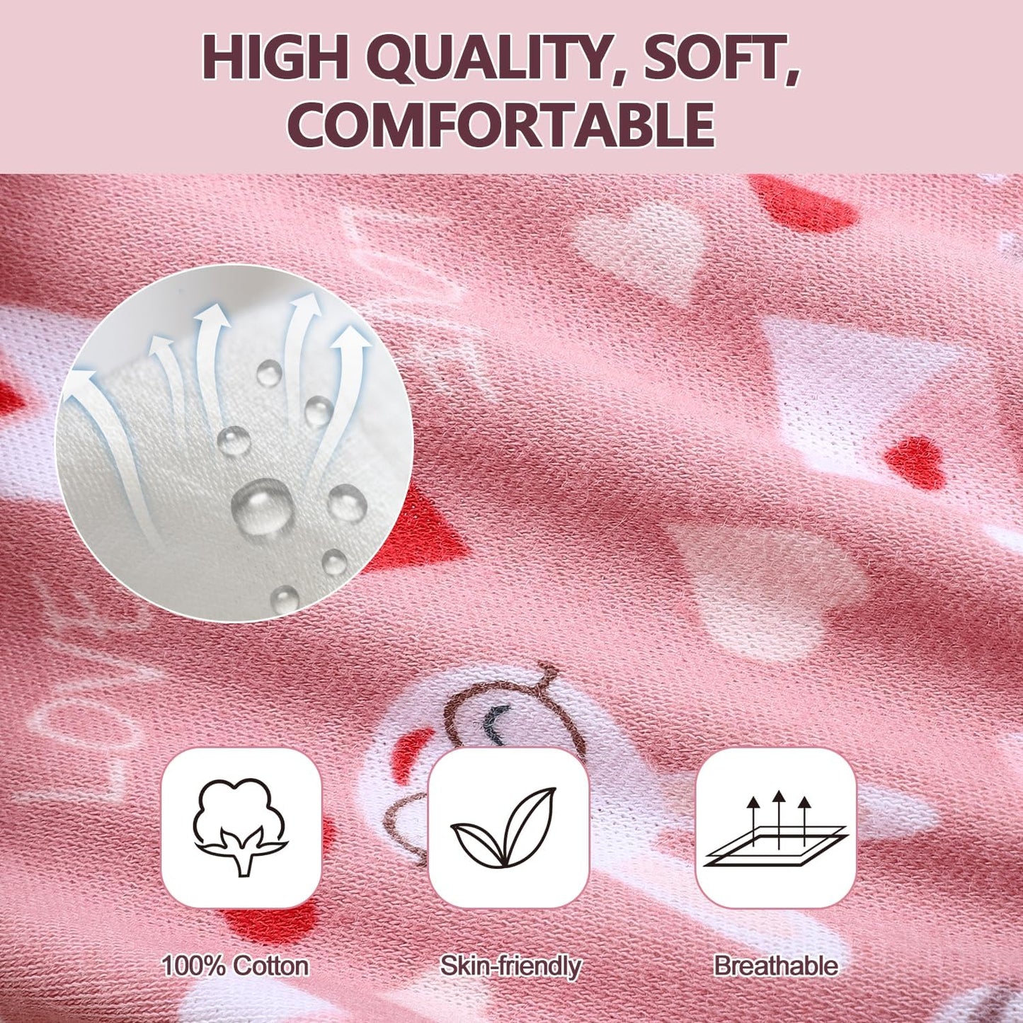 MOEMOE BABY Potty Training Pants, Toddler Reusable Training Pants Cotton for Girls, 10 pack, Light Violet, 2 Years