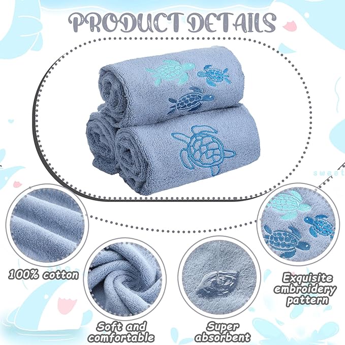 3 Pack Sea Turtle Coastal Hand Towels