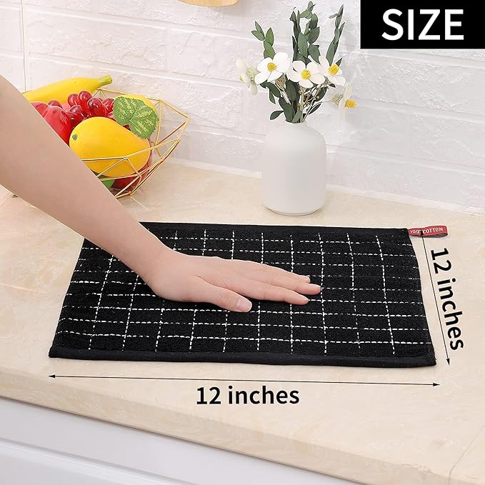 Homaxy 100% Cotton Terry Kitchen Dish Cloths, Ultra Soft and Absorbent Dish