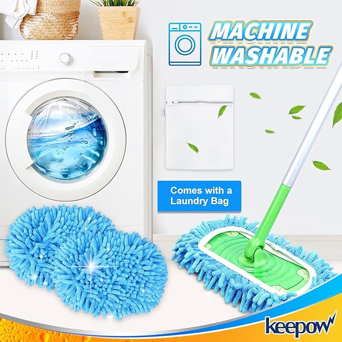 KEEPOW Reusable Microfiber Mop Pads Compatible