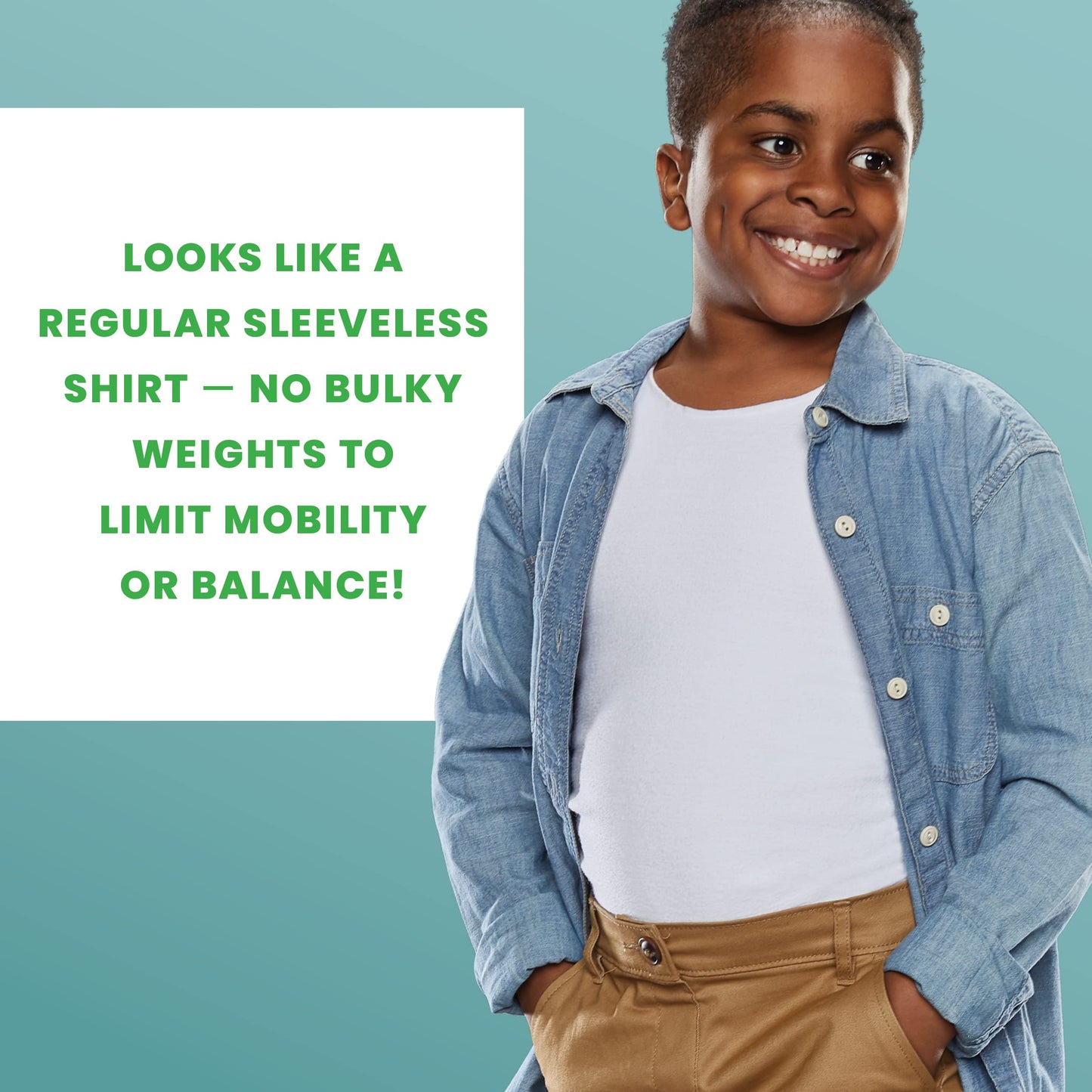 SmartKnitKIDS Compresso-T Deep Pressure Sensory Compression Undershirt - Alternative to Vest (White, Large)