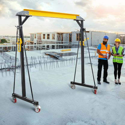 ExploreHorizon Adjustable Gantry Crane, 1 Ton Portable Lift Hoist with Height Range of 97" to 141", 2200 Lbs Load Capacity, Perfect for Factories, Construction Sites, Warehouses, and Auto Repairs