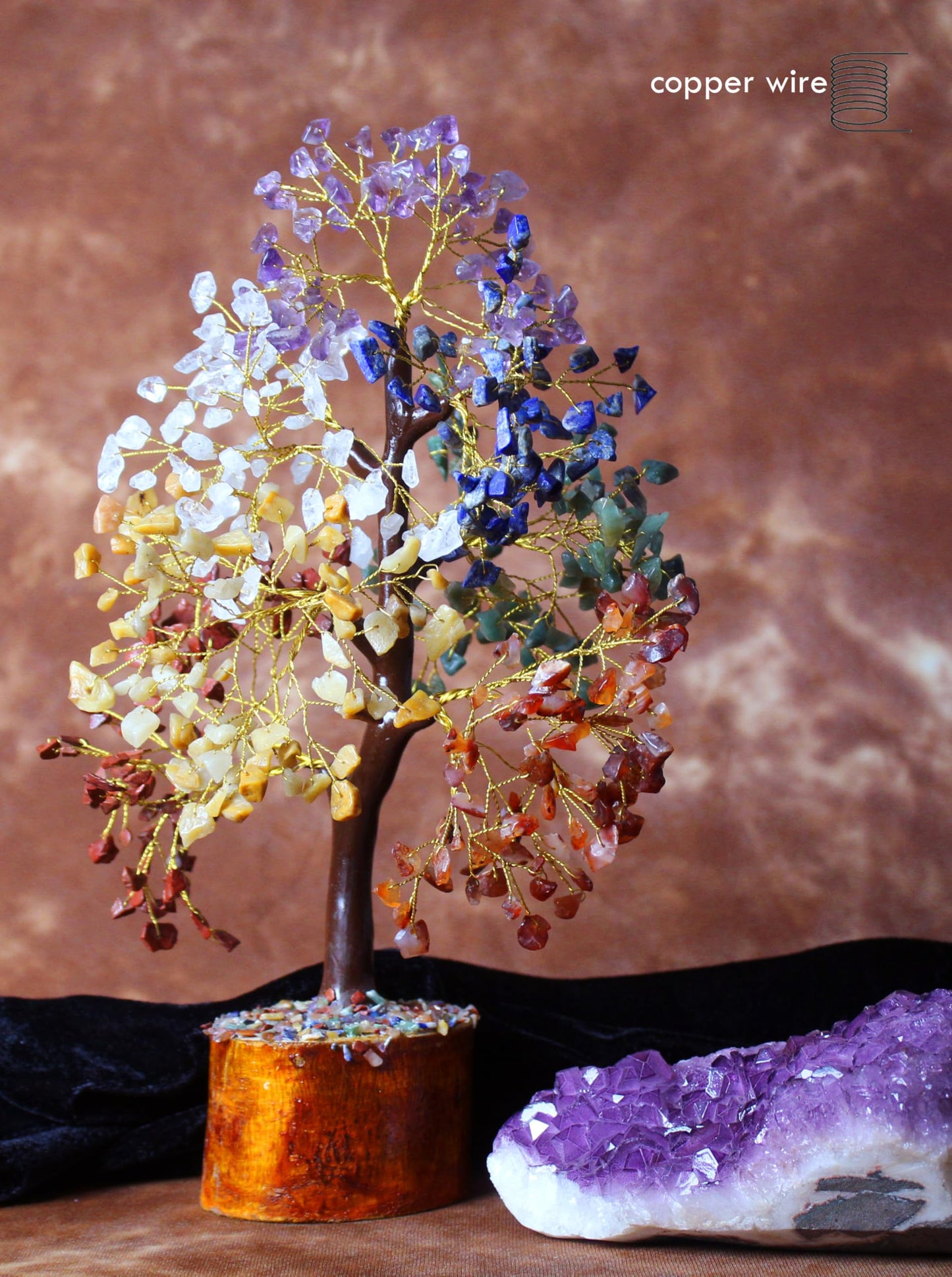 Crystal Tree of Life - 7 Chakra Healing Crystal Bonsai Tree for Home & Office Decor | Handmade Gemstone Money Tree for Positive Energy, Good Luck & Wealth | Spiritual Birthday Gift for Women & Mom