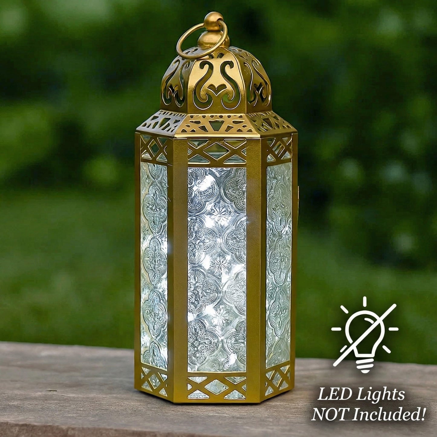 Vela Lanterns Decorative Indoor Moroccan Candle Holders, Gold, M, 2-Pack