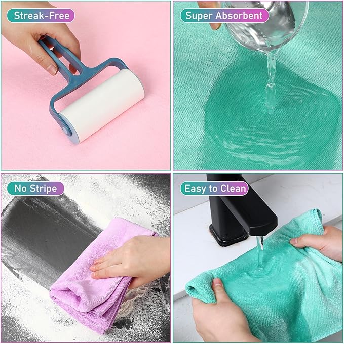 Newwiee 6 Pcs Extra Large Microfiber Cleaning Cloth 30" x 20" Washable Reusable