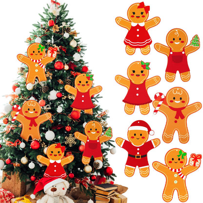 Shellwei 6 Pcs 11.8 Inch Large Gingerbread Christmas Ornaments Gingerbread Man Hanging Christmas Tree Decoration Xmas Plastic Decorations for Xmas Tree Home Kitchen Decor Holiday Party Supplies