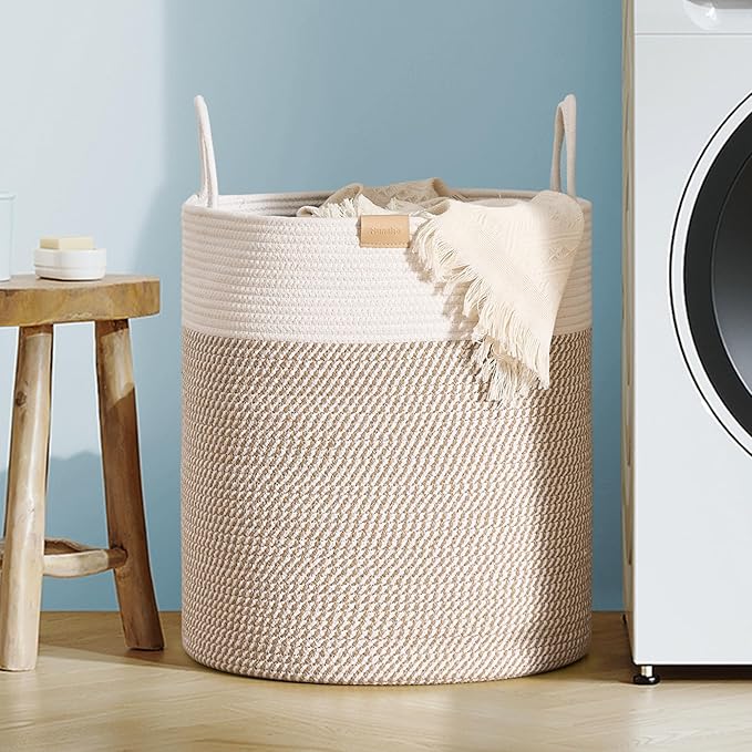 80L Laundry Hamper Basket, Baby Nursery Woven Storage Basket