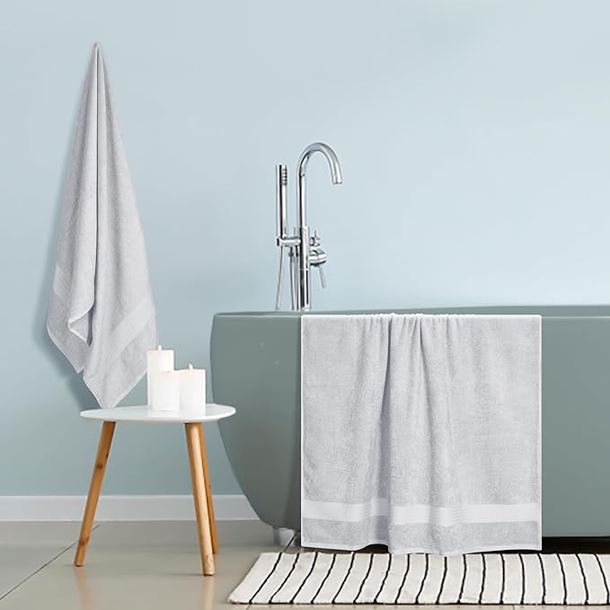 GLAMBURG Premium Cotton Oversized 2 Pack Bath Sheet 35x70-100% Pure Cotton
