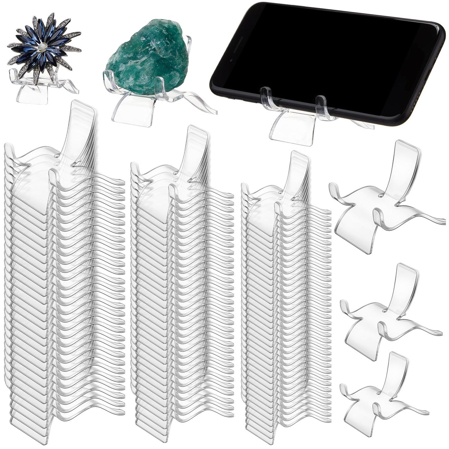 Qunclay Rock Display Stand 3 Sizes Crystal Stands for Display Sphere Acrylic Crystal Holder for Stones Rock Geodes Mineral Agate Coral Gemstone Small Collectibles(24 Pcs)