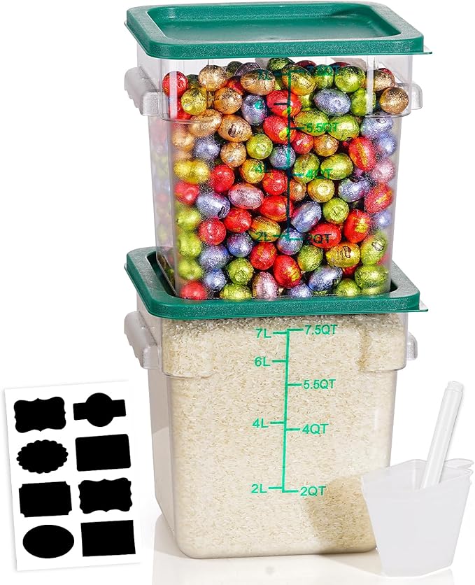 8QT Clear Food Storage Containers: 2 PCS NSF Food Storage Containers