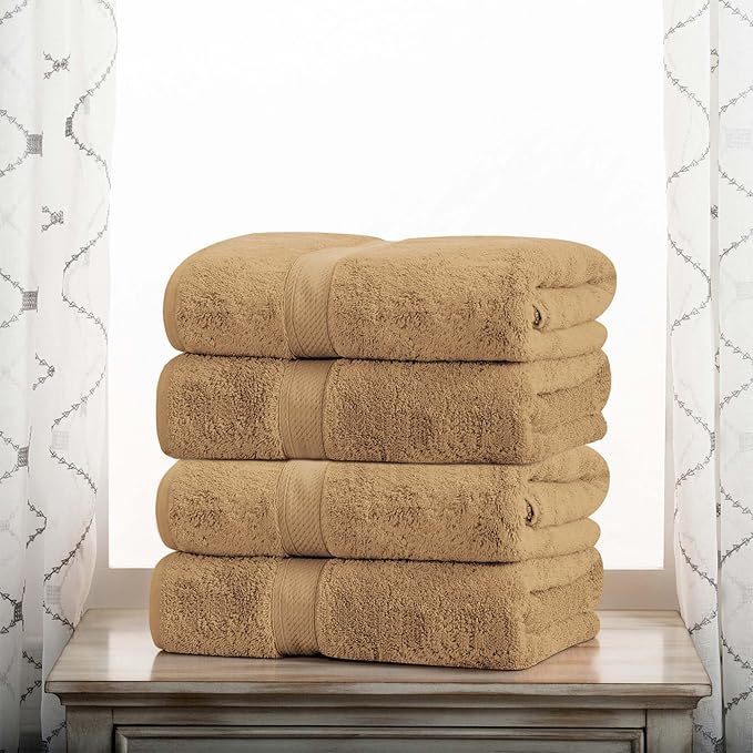 Superior Egyptian Cotton Pile Bath Towel Set of 4, Ultra Soft Luxury Towels