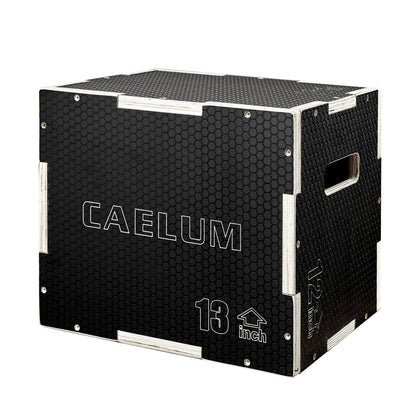 CAELUM 3-in-1 Wooden Plyo Box – Non-Slip Jump Box for Home & Gym, Heavy-Duty 400lbs Plyometric Box for Step-Ups, Squats, Strength & Agility Training 16" x 13" x 12"