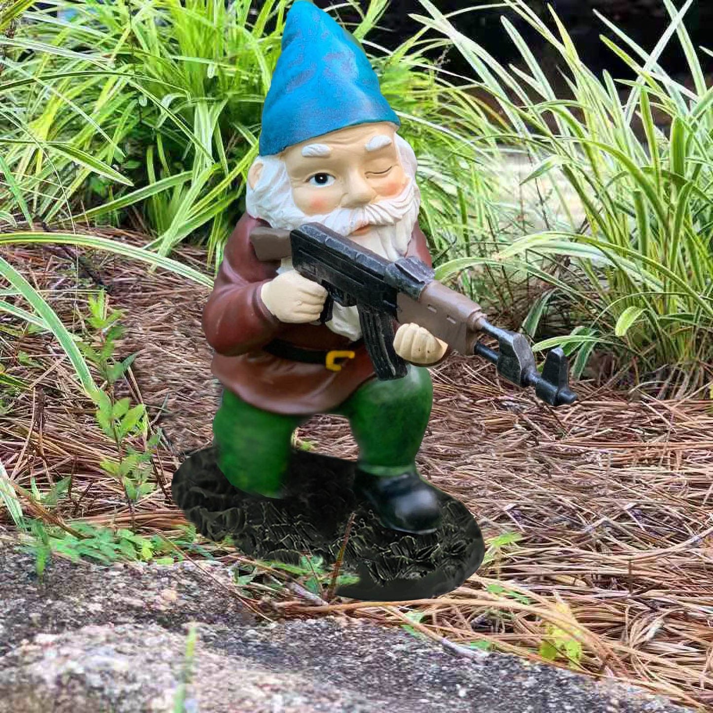 Tirifer Garden Statue Gnome with Gun, Guard Gnome for Garden Military Army Statue Tactical Soldier for Indoor Outdoor, Patio, Yard, Lawn, Christmas Ornaments, Home Décor