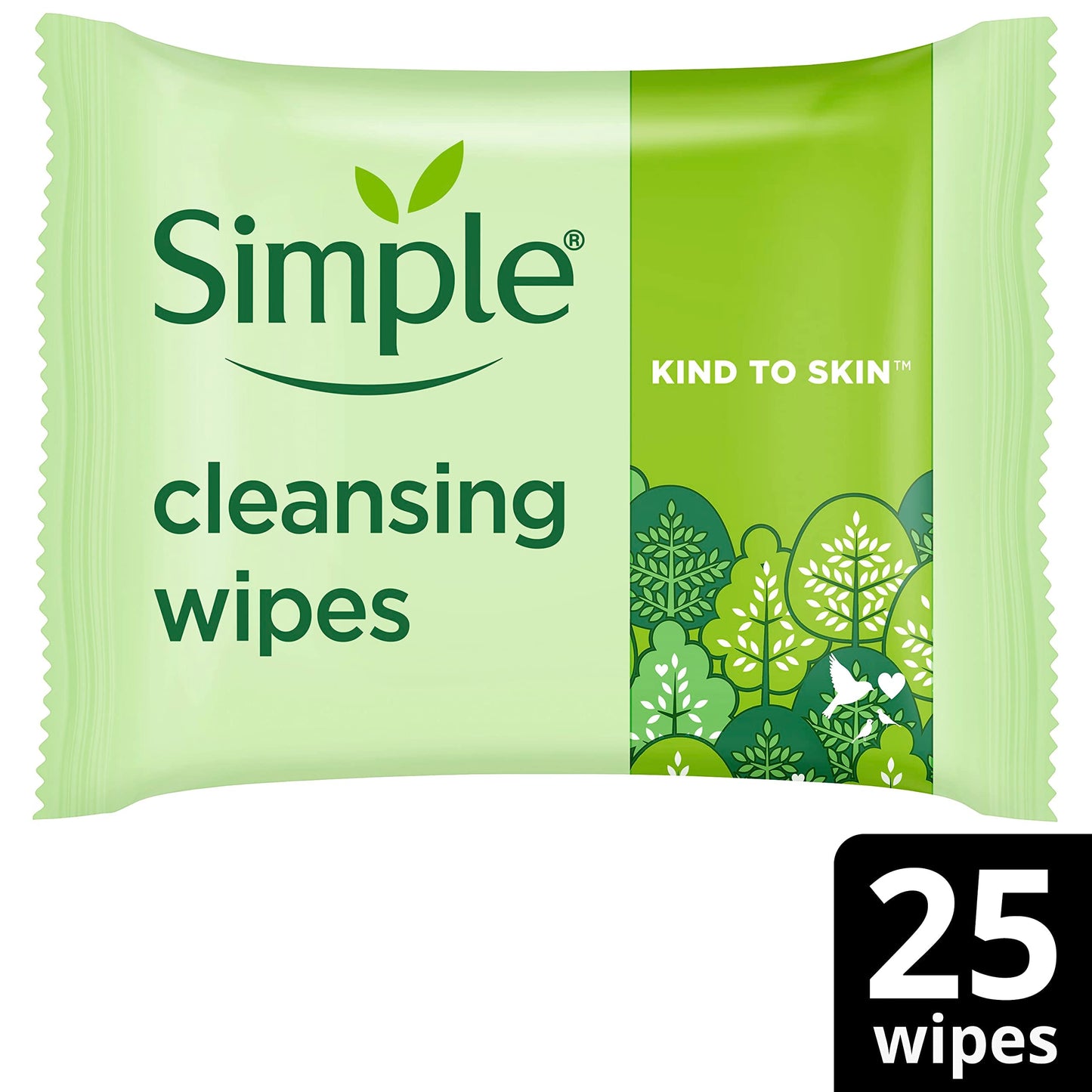Simple, Kind to Skin, Biodegradable Cleansing Wipes with Vitamin B5, Vitamin E and Pro Amino Acids, 75 Pack